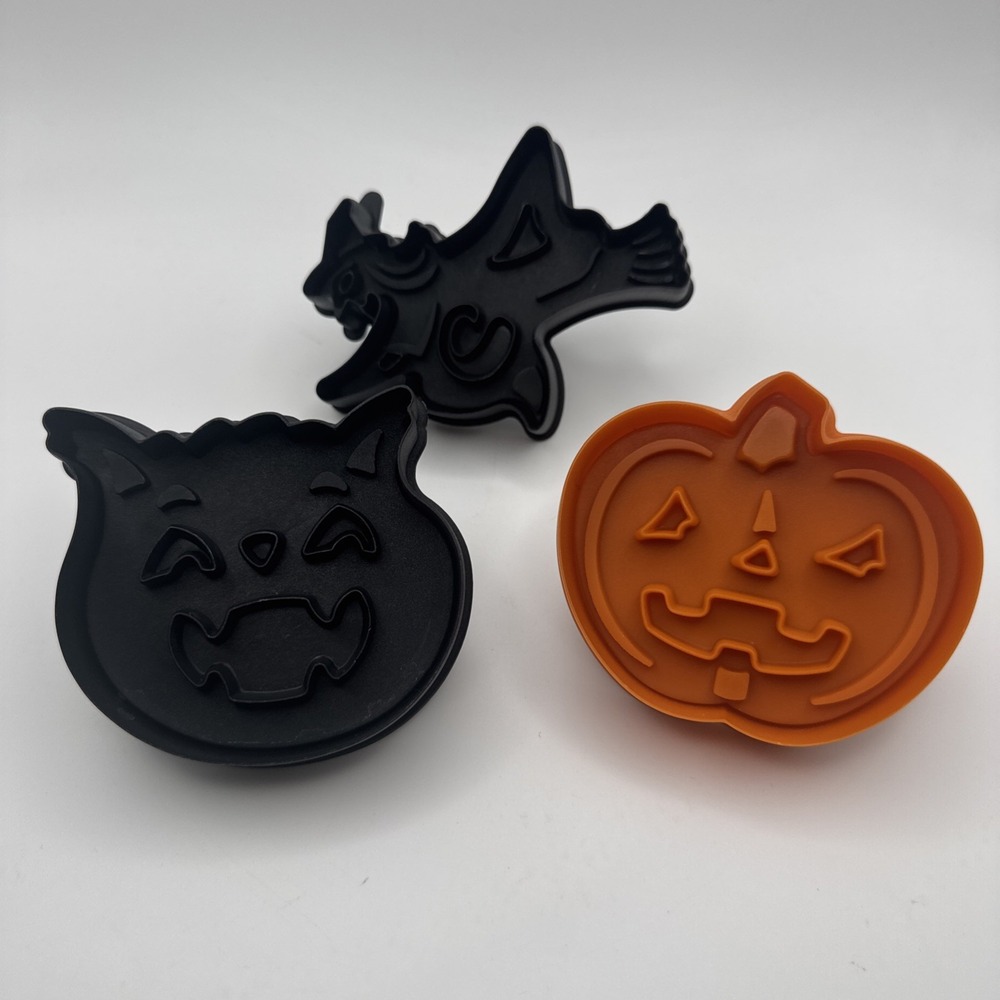 Williams Sonoma Halloween Cookie Cutters Pastry Press Set 3 Pumpkin Witch Cat